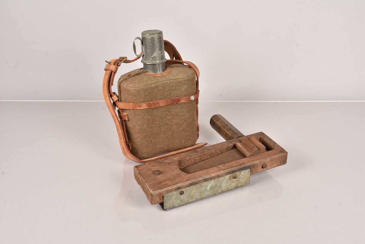 A WWII Period Water Bottle and Cup,