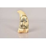 A Scrimshaw style Sperm Whale's Tooth,