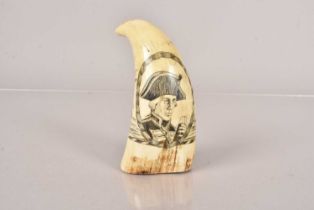 A Scrimshaw style Sperm Whale's Tooth,