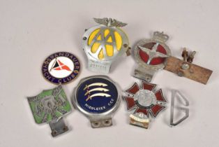 An assortment of Car Bumper Badges,