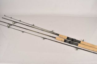 Two modern day fiberglass fishing rods,