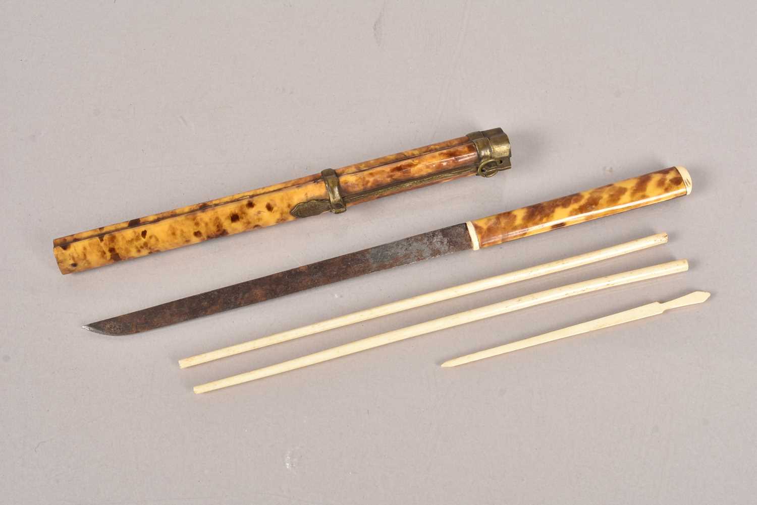 A Japanese Trousse Knife and chopstick set,