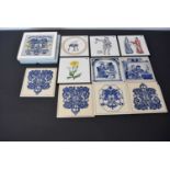 Seven modern Delft ceramic tiles,