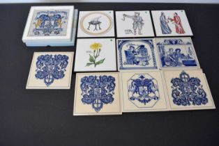 Seven modern Delft ceramic tiles,