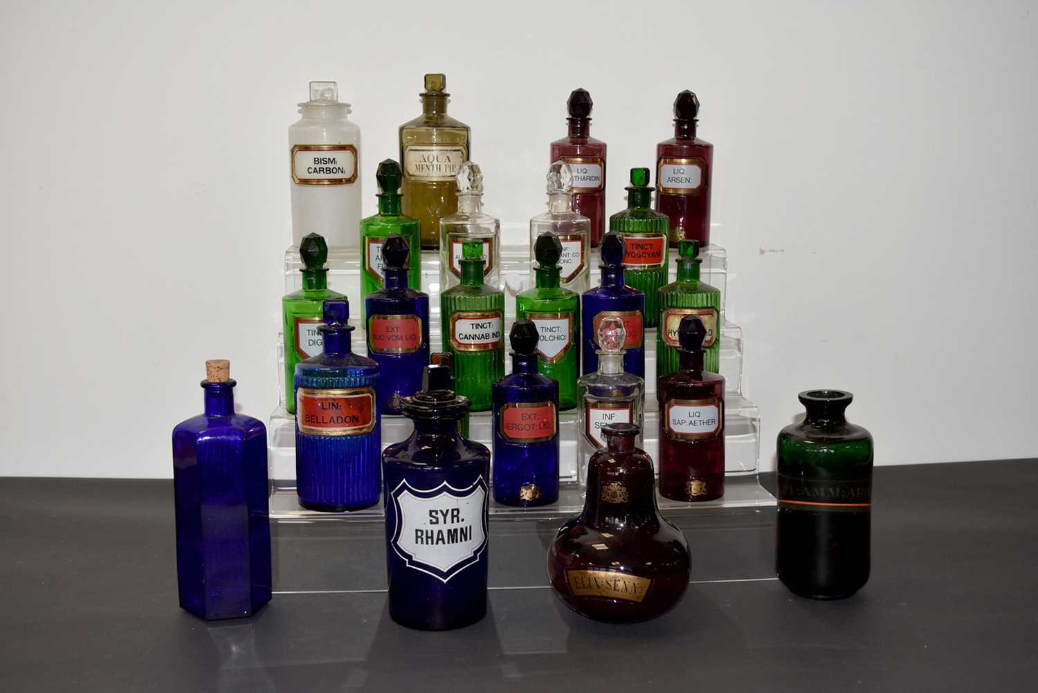 A good collection of Chemist's glass bottles,