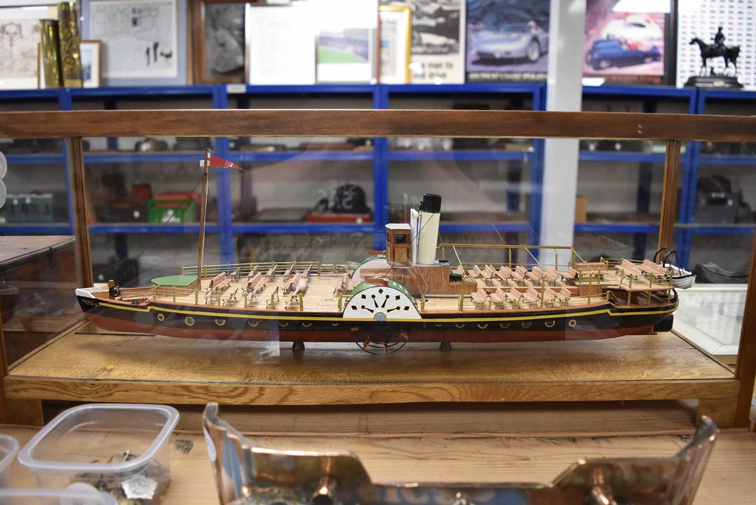 An excellent scratch built 1:48 Scale model of Paddle Steamer 'Kingswear Castle' presented in a glas - Image 9 of 10