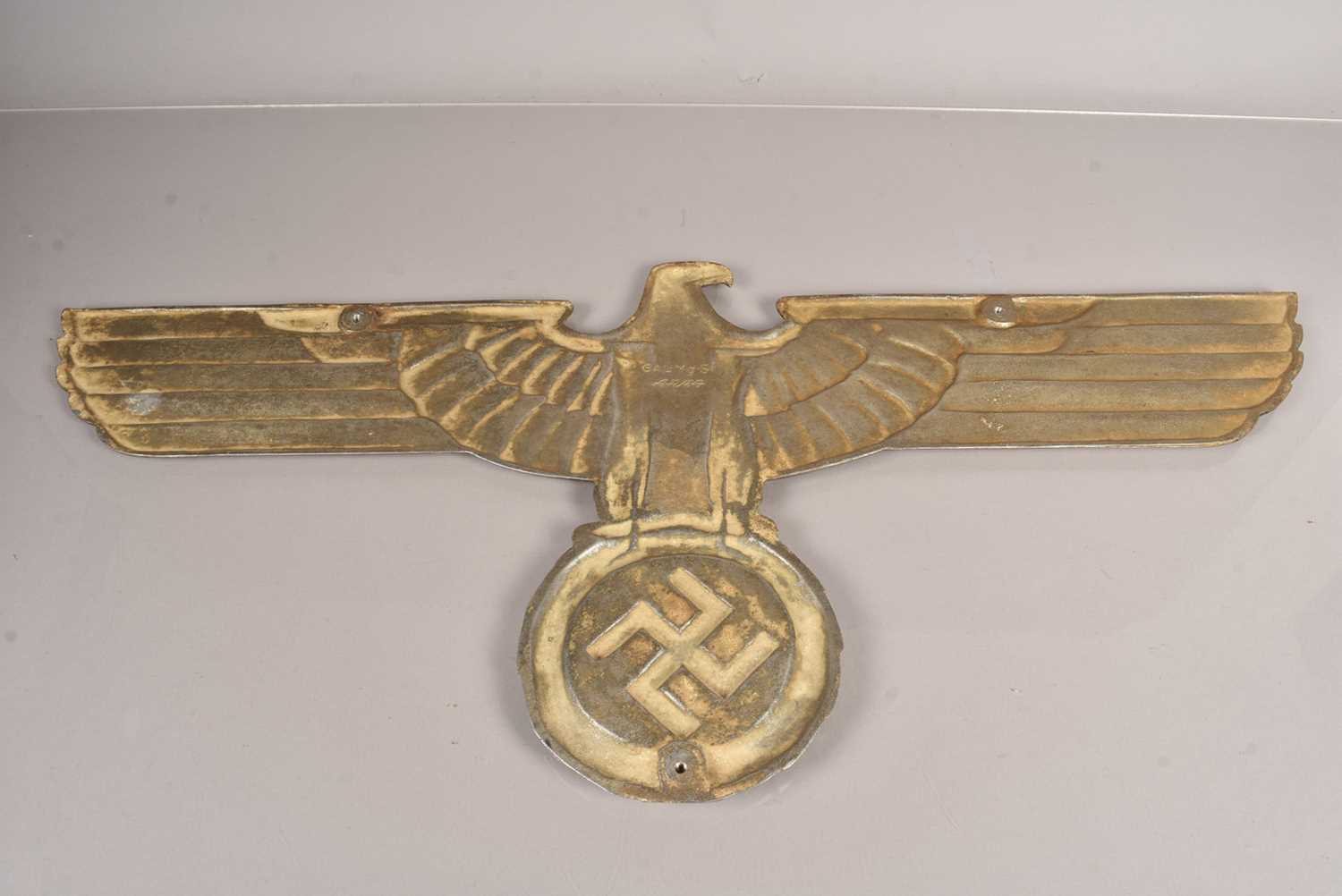 A German Locomotive Alloy eagle and swastika plate, - Image 2 of 22