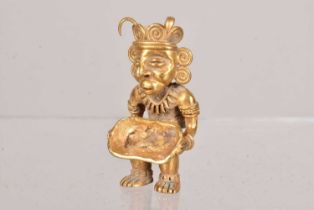 A Colombian gold plated Tumbaga Shaman figurine,
