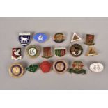 An assortment of Women's Institute enamel pin badges,