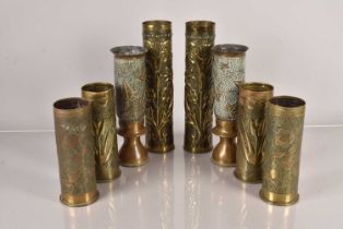 Four pairs of WWI Trench Art shells,