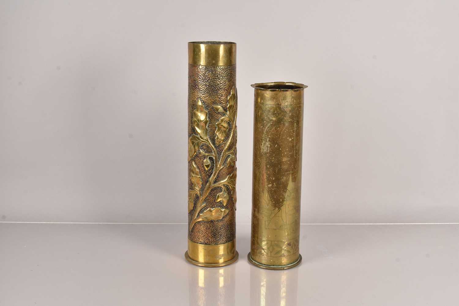 Two large Trench Art shells,