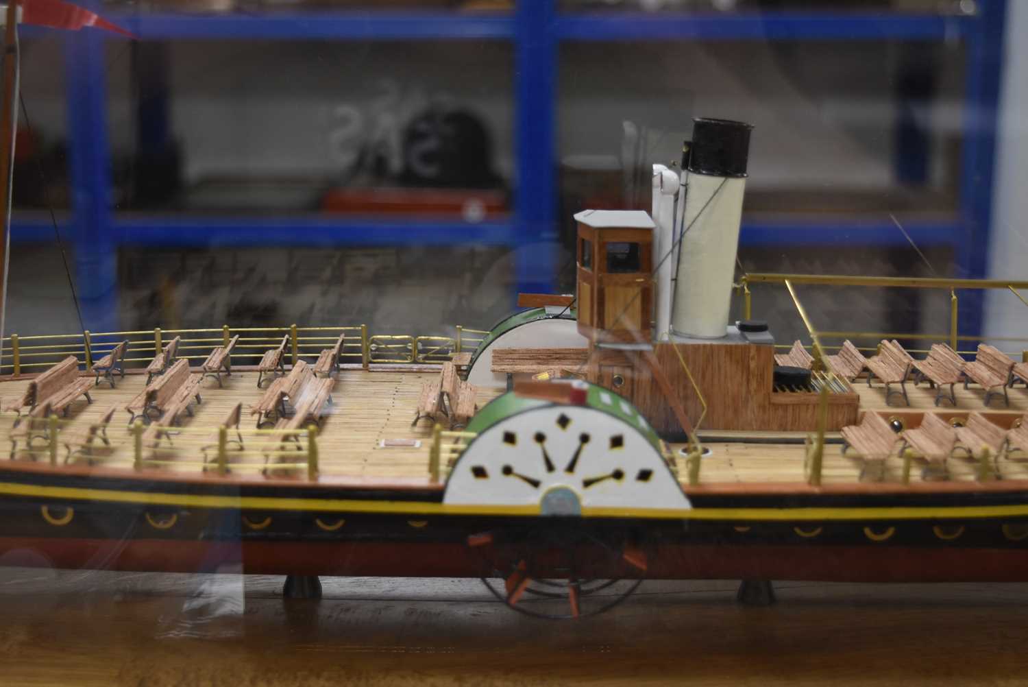 An excellent scratch built 1:48 Scale model of Paddle Steamer 'Kingswear Castle' presented in a glas - Image 7 of 10