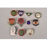 An assortment of Women's Institute enamel pin badges,