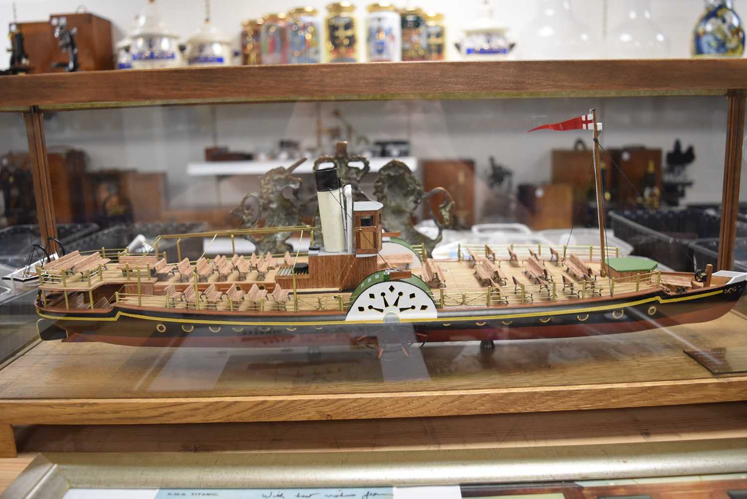 An excellent scratch built 1:48 Scale model of Paddle Steamer 'Kingswear Castle' presented in a glas - Image 10 of 10