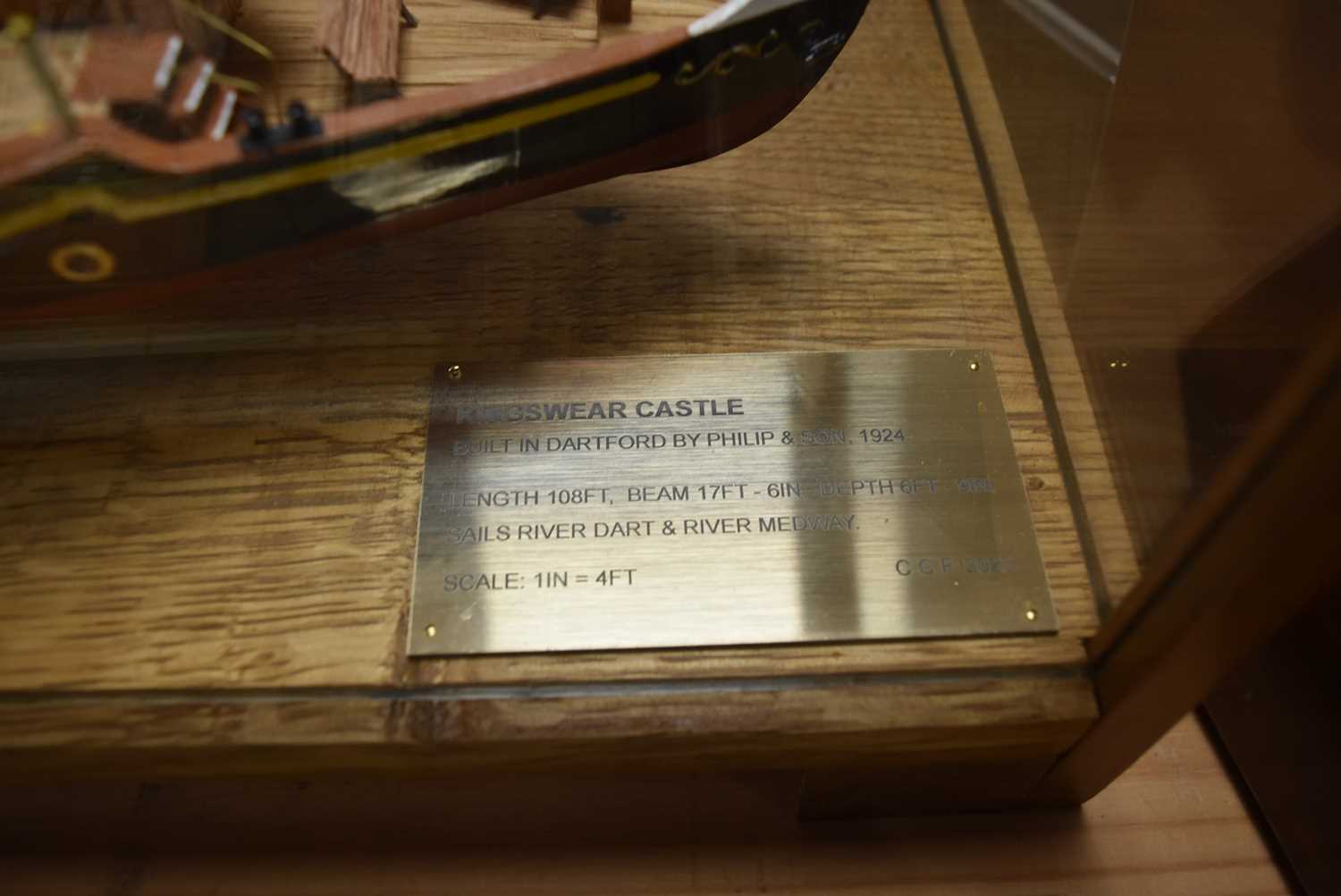 An excellent scratch built 1:48 Scale model of Paddle Steamer 'Kingswear Castle' presented in a glas - Image 2 of 10
