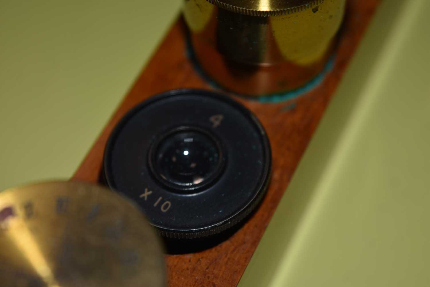 A Mid 20th Century black lacquered and brass Carl Zeiss 'Jug-Handle' Monocular Microscope, - Image 8 of 12