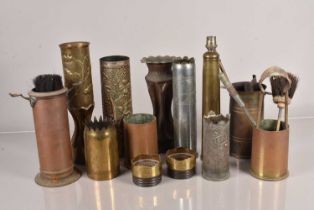 A collection of Trench Art Shells,