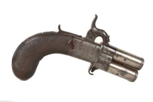 A Mid-19th Century Tomlinson of Thame Double Barrel 'Turn Over' pistol,