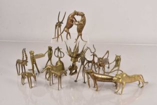 A selection of Fon style metal animal figures,