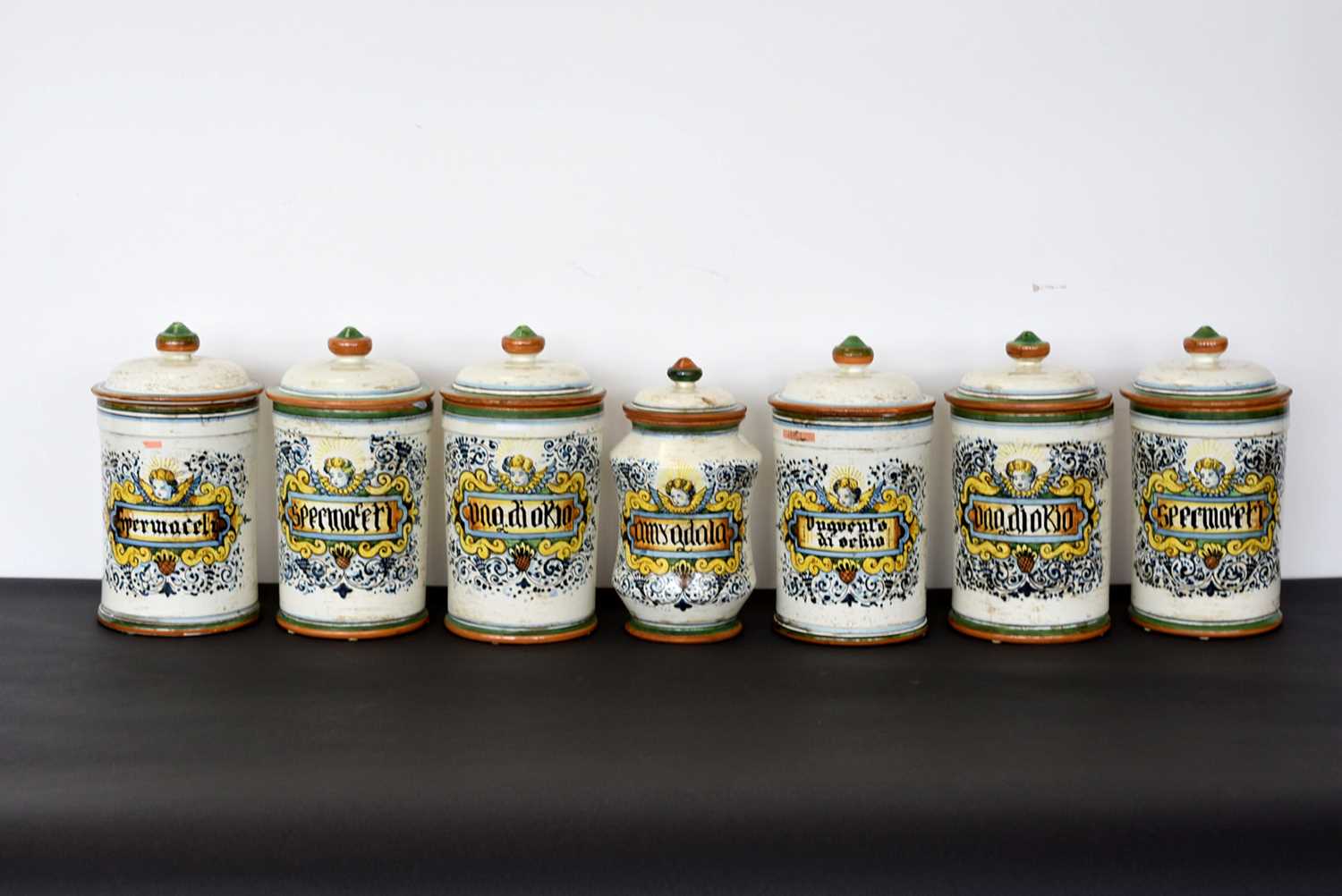 A group of seven Pharmacy Jars,