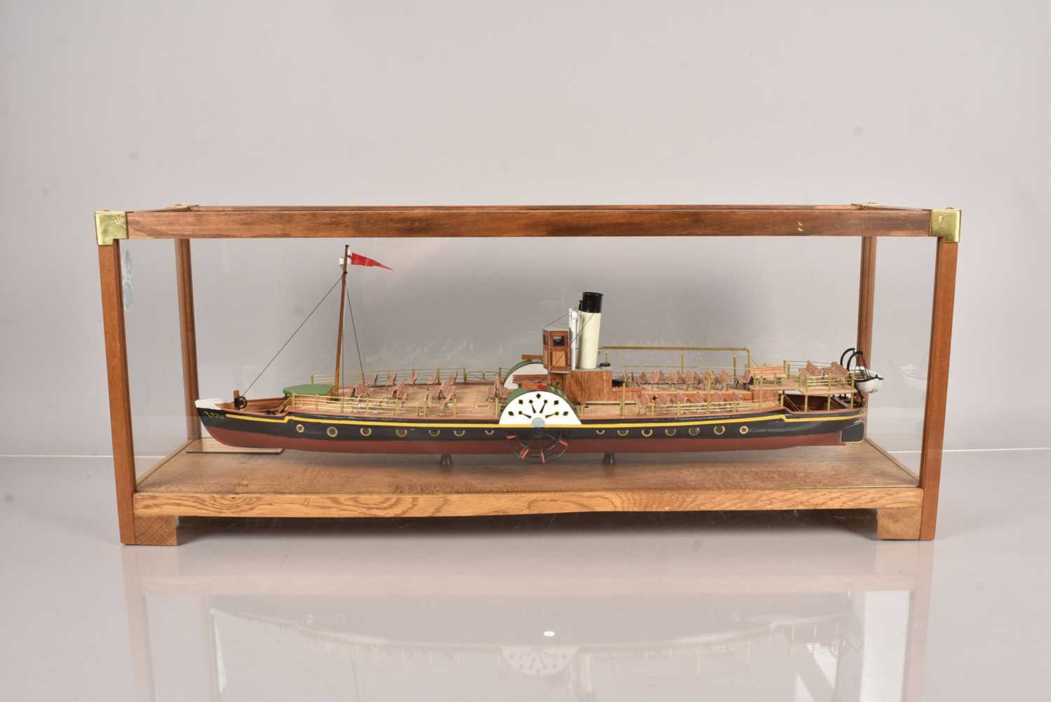 An excellent scratch built 1:48 Scale model of Paddle Steamer 'Kingswear Castle' presented in a glas