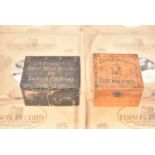 Two wood and papier-mache gramophone needle boxes,