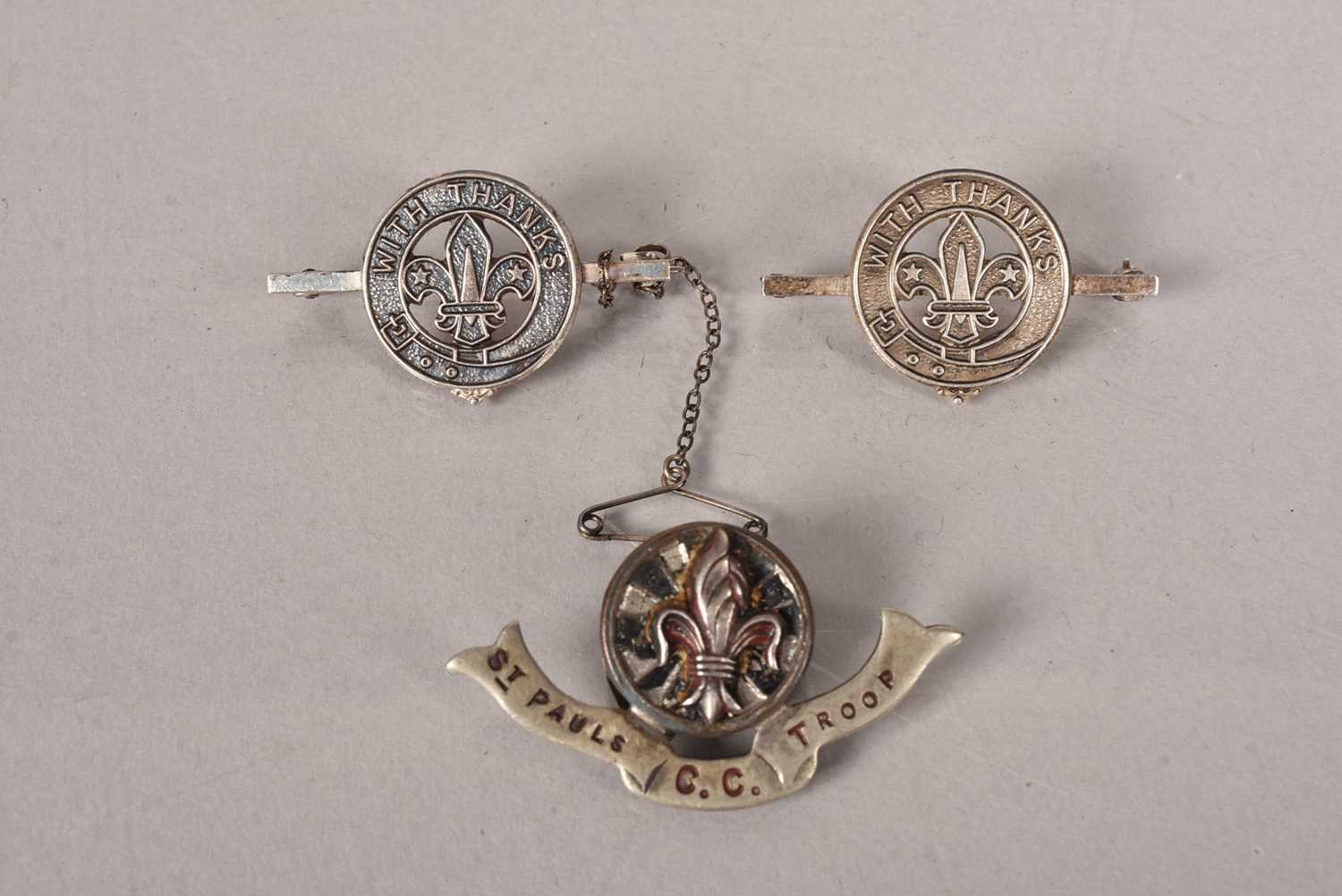 Two silver hallmarked Scouting pins/badges,