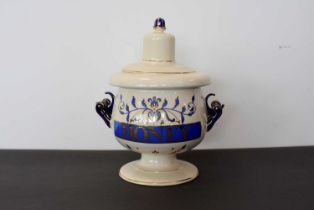 A Royal Pharmaceutical Society ceramic Pharmacists Apothecary Jar and Cover,