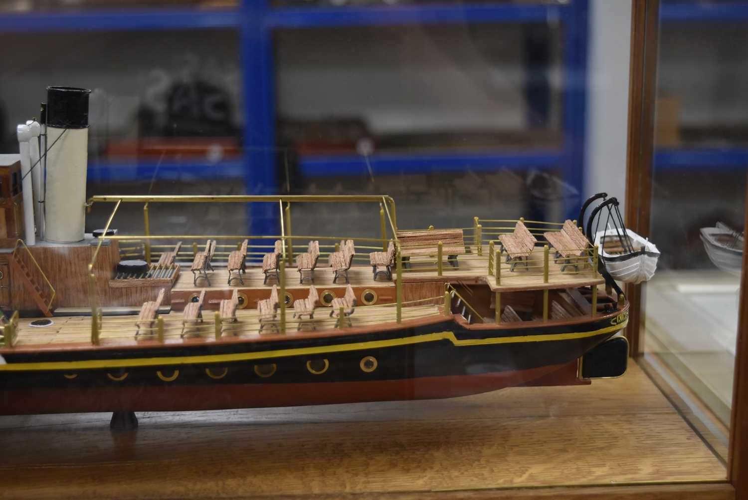 An excellent scratch built 1:48 Scale model of Paddle Steamer 'Kingswear Castle' presented in a glas - Image 6 of 10