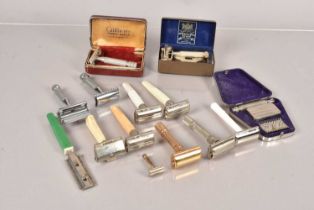 An assortment on vintage razors,