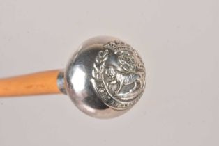 A silver topped York and Lancashire Regiment Swagger Stick,