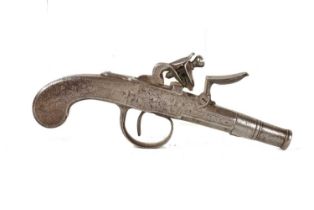 A Belgian all steel Flintlock Pocket Pistol,