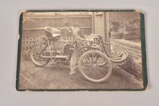 Late Victorian/Edwardian Carte De Visite Early Three Wheeled Motorcycle,