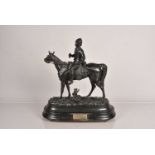 Etienne-Desire Loiseau - A spelter figure of a Mounted Officer on Horseback,