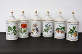 A group of six Limoges 'Warin' Apothecary Lidded Jars,