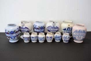 A collection of Royal Pharmaceutical Society and reproduction oil jars and containers,