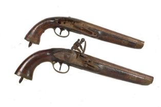 A pair of 19th Century Flintlock Pistols,