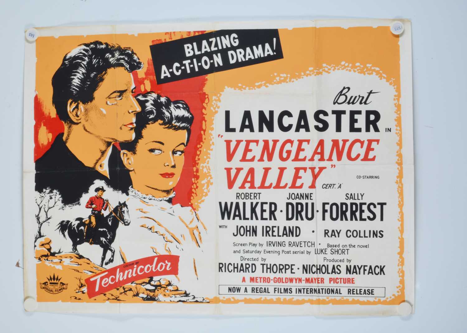 Vengeance Valley (1951) Quad Poster,