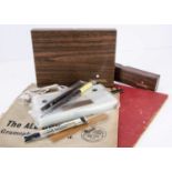 A modern Sheffer pen set and desk pen holder,