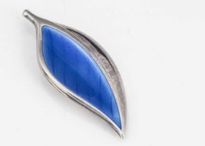 A David Andersen silver and enamel leaf brooch,