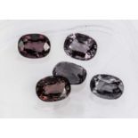 Five certificated Burmese Spinels,