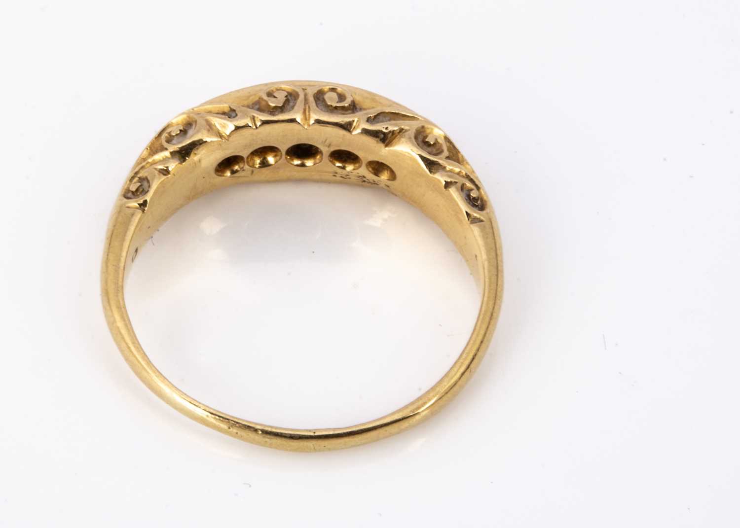 An 18ct gold five stone diamond dress ring, - Image 2 of 2