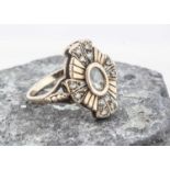 An art deco style gem set 9ct gold dress ring,