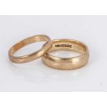 Two 9ct gold wedding bands,