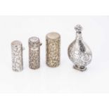 Four Victorian and later silver scent bottles,