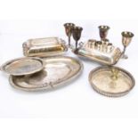 Four vintage Middle Eastern napkin rings and several silver plated items,