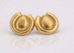 A pair of continental 18ct gold horseshoe style ear studs,