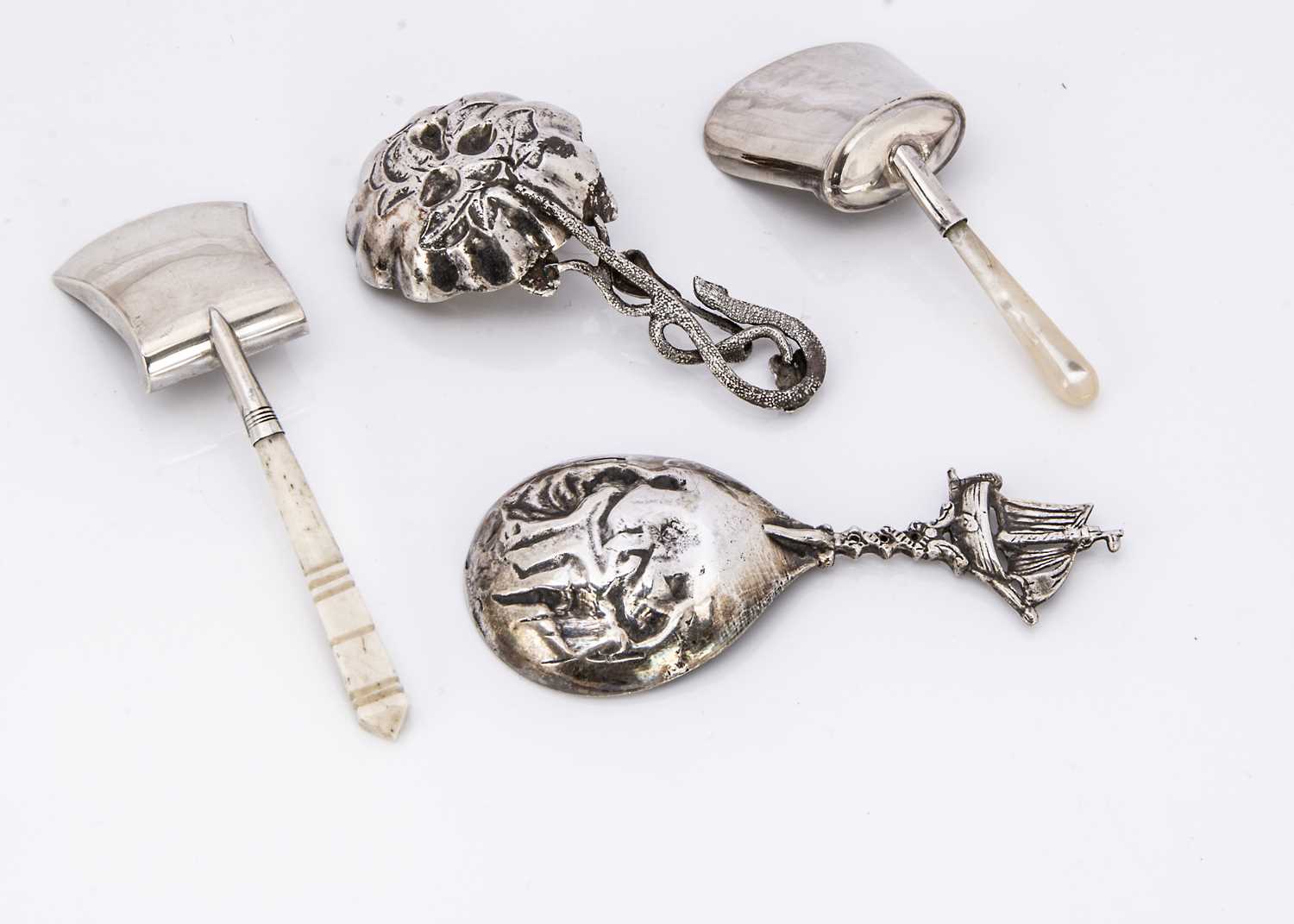 Four Georgian and later silver tea caddy spoons, - Image 2 of 2