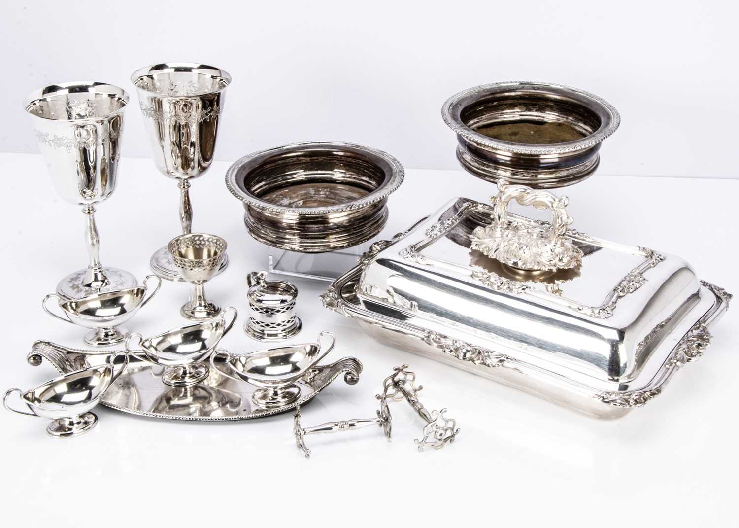 A collection of Victorian and later silver plated items,