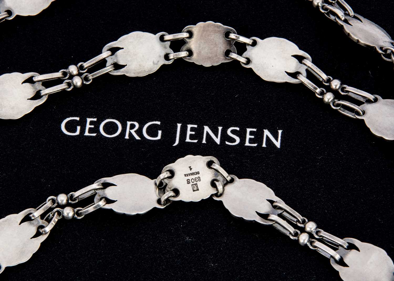 An early Georg Jensen silver aventurine quartz and chalcedony four multi strand necklace no.1, - Bild 2 aus 3